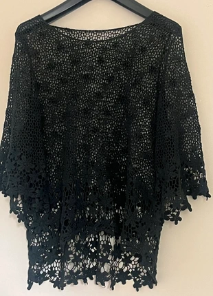 Haut noir en crochet ajouré asymétrique - Taille S, estado: Muy bueno, tamaño: S / 36 / 8, 6,00 €, 7,00 € Protección al comprador incluida