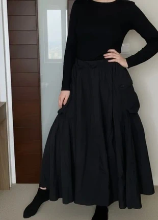 Jupe longue noire minimaliste gothique chic à poches – Taille M, merk: Nova Noctis, staat: Heel goed, maat: M / 38 / 10, € 39,90, € 42,60 inclusief Kopersbescherming Pro