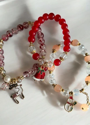 Handgemaakte Armband (Set van 3) Universele Maat Multikleur Kerst Glas, brand: Handgemaakt, condizioni: Nuovo senza cartellino, €9.00, €10.15 include la Protezione acquisti Pro