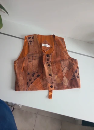 Gilet croûte de cuir sans manches T42/44, merk: Pour nous les filles, staat: Heel goed, maat: XL / 42 / 14, € 10,00, € 11,20 inclusief Kopersbescherming