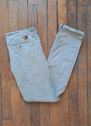 Pantalon chino beige Carhartt taille W32 L34, merk: Carhartt, staat: Heel goed, maat: W32 | FR 42, € 14,90, € 16,35 inclusief Kopersbescherming