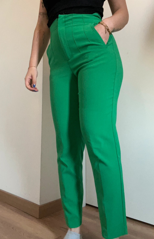 Zara strakke broek groen 1