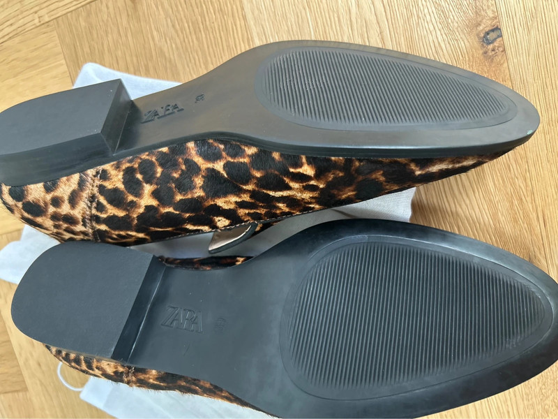 Zara leopard print leather loafers