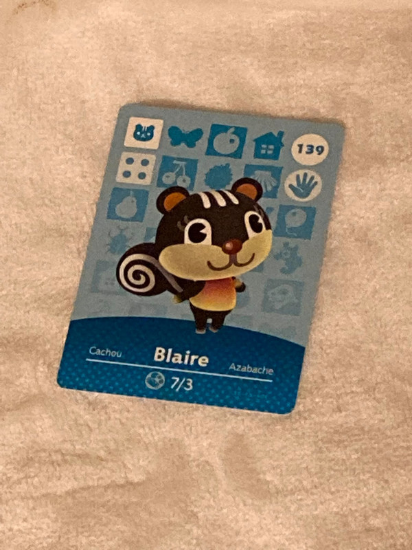 Carte Amiibo Animal Crossing - Blaire / Cachou