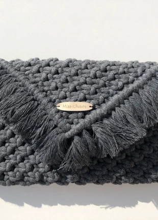 Handmade grey clutch Macramé - boho, brand: miss chaos, condizioni: Nuovo con cartellino, €15.00, €16.45 include la Protezione acquisti