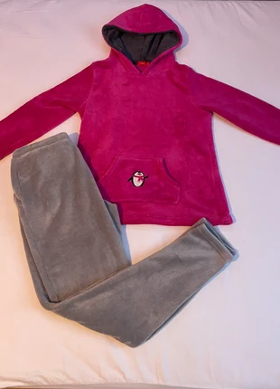 Ensemble pyjama (sweat à capuche et jogging) en polaire gris/rose hiver Undiz, brand: Undiz, condition: New without tags, size: M / 38 / 10, €15.00, €16.45 includes Buyer Protection