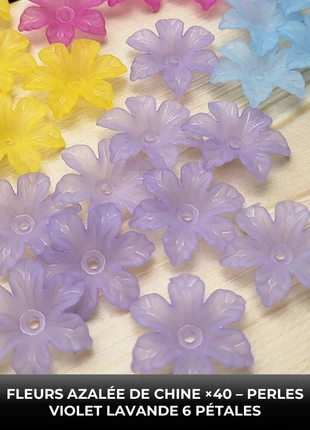 40 Perles Violet Lavande Azalée de Chine 6 pétales 26×23×6 mm - Bijoux et DIY, staat: Heel goed, € 2,99, € 3,84 inclusief Kopersbescherming Pro