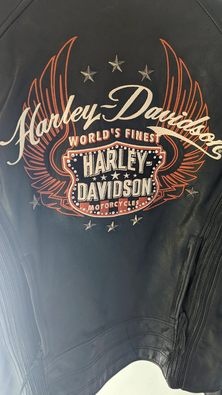 Women's Harley Davidson Orange and Black Leather Jacket 3