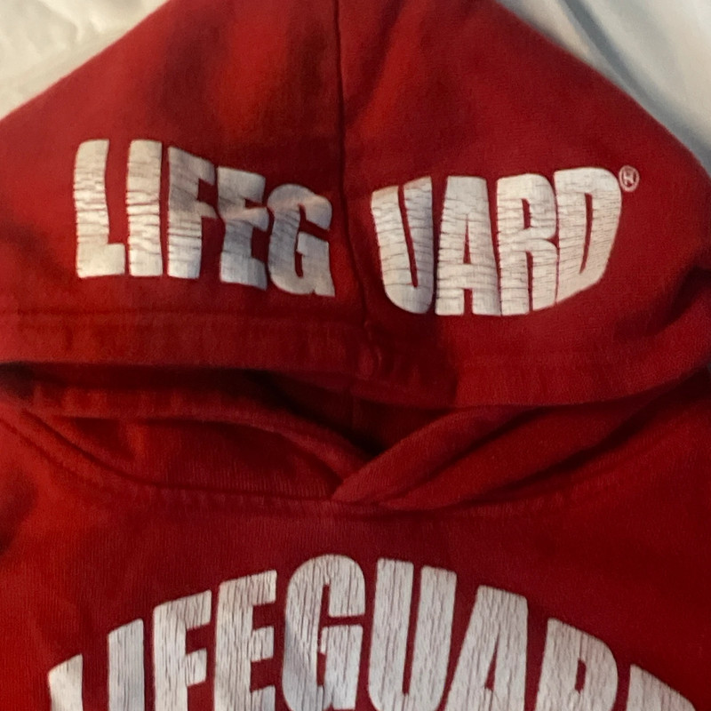 Juniors Official Lifeguard Sweater Newport Beach CA sz M 10/12 Red 3