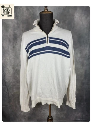 Pull col camionneur Half zip 1/4 zip 100% coton Tommy Hilfiger Blanc Taille XL, brand: Tommy Hilfiger, condizioni: Buone, taglia: XL, €14.90, €16.35 include la Protezione acquisti Pro