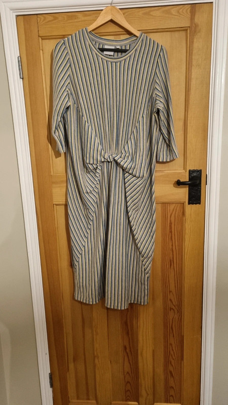 Green and Grey Stripped Knot Dress - Size 14-16 | Vinted
