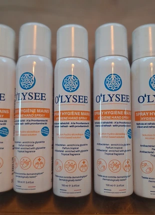 5 bussen hand hygiëne spray, quick dry, merk: O'lysée, staat: Nieuw met prijskaartje, € 6,00, € 7,00 inclusief Kopersbescherming