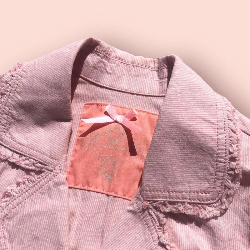 Y2K Pink Pinstriped Short Sleeve Blazer Size S 2