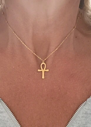 Collier tendance croix de Ankh en acier inoxydable doré, brand: Tendance, condizioni: Ottime, €10.50, €11.73 include la Protezione acquisti Pro