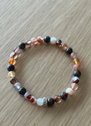 Bracelet 17 cm Sardonyx et Obsidienne à Flocon de neige, état: Neuf sans étiquette, 5,00 €, 5,95 € Protection acheteurs incluse