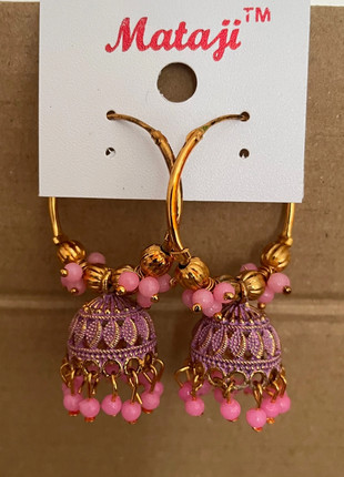 Orecchini etnici Indiani a cerchio con pendenti hoop jhumke, marque: Bollywood, état: Bon état, 4,00 €, 4,90 € Protection acheteurs incluse