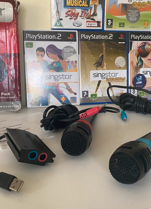 Singstar PS2 Bundle 2 Microphones USB Dongle Boxed 5 Games Sony