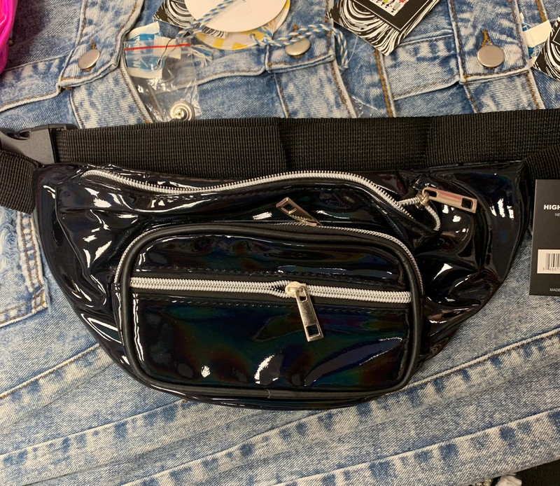 Metallic Black Fanny Pack 1