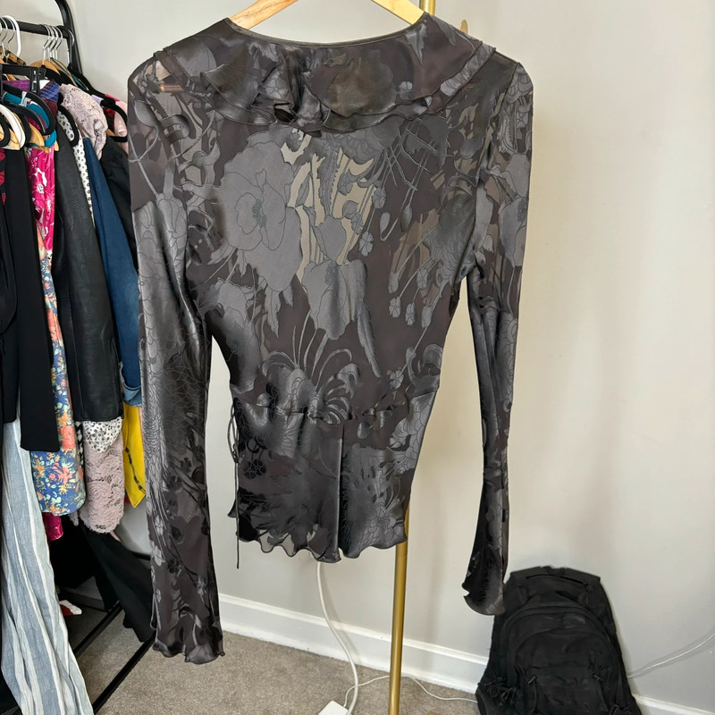 Etcetera Black Ruffle Y2K vintage True Wrap Top - 8 or Medium 2