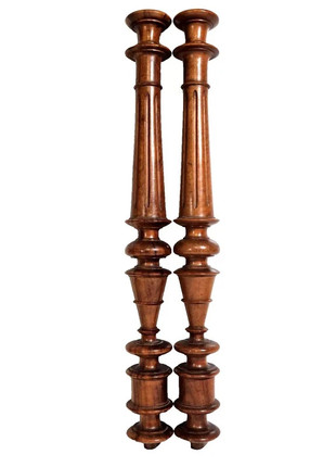 🇫🇷 Pair of Antique French Walnut Baluster Columns – 21.73 in – Grooved Carving Architectural Salvage, état: Très bon état, 29,00 €, 31,15 € Protection acheteurs (Pro) incluse