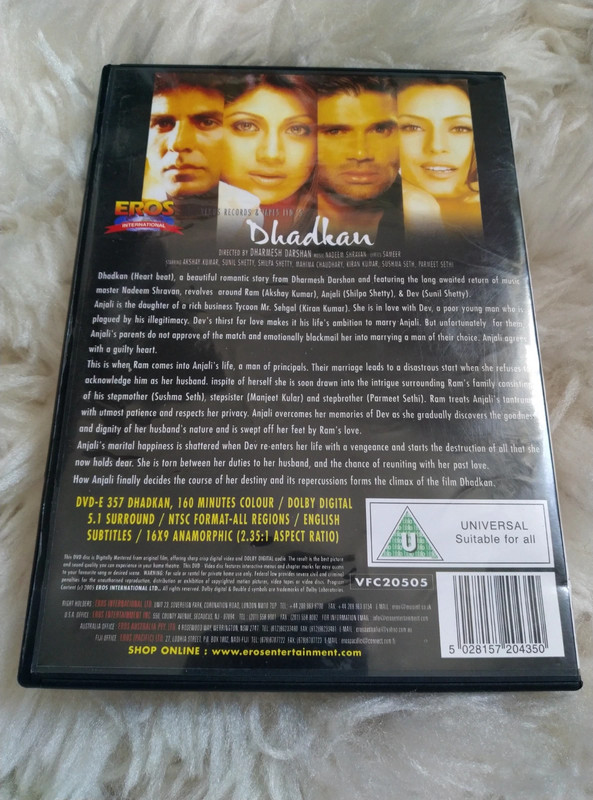 Dhadkan DVD Shilpa Shetty Akshay Kumar Bollywood Romance Film