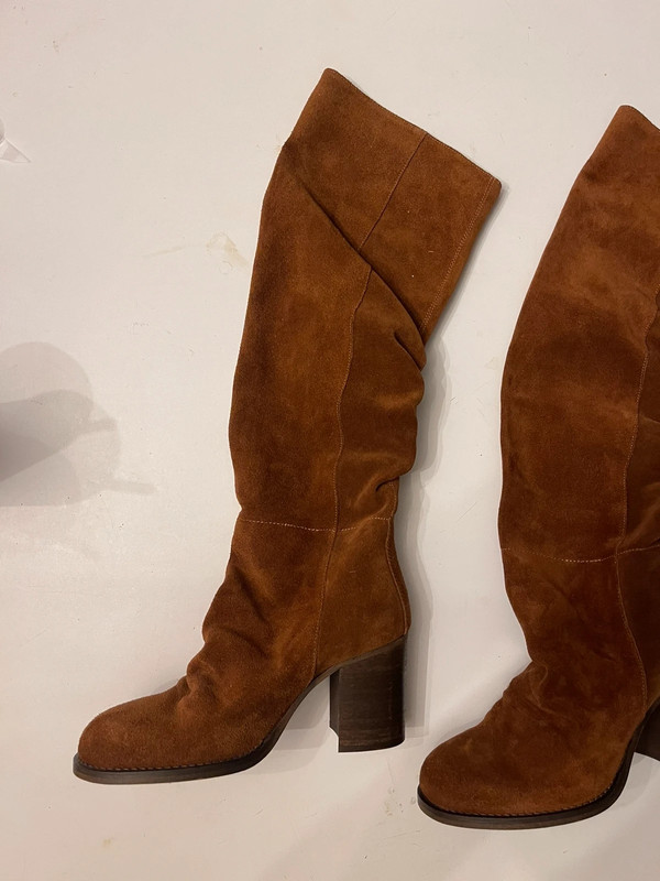 Free People Size 7.5 Elle Cognac Suede Slouch Boots 4