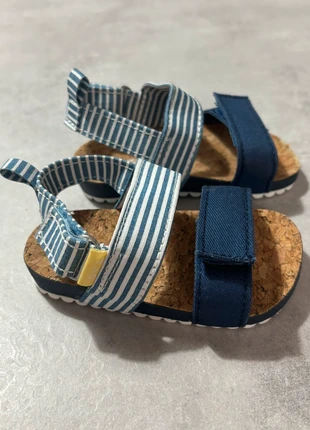 Sandales bébé été Tape à l’Œil 6-12 mois – rayures bleu marine, semelle liège, brand: TAO, condition: Very good, size: 15, €2.00, €2.80 includes Buyer Protection