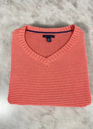 Pull Tommy Hilfiger corail – maille coton texturée col V – taille M femme Code 226N, brand: Tommy Hilfiger, condition: Good, size: M / 38 / 10, €24.00, €25.90 includes Buyer Protection Pro