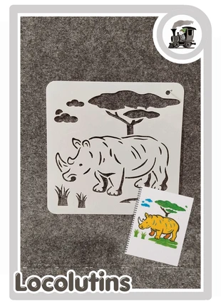 🚂 Stencil Pochoir ▪ rhinocéros, état: Très bon état, taille: Taille unique, 2,30 €, 3,12 € Protection acheteurs (Pro) incluse