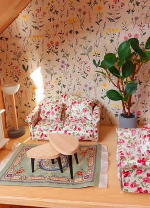 2 pieces Sofa & armchair 1:12 floral, marca: Dollhouse, estado: Muito bom, tamanho: 3 anos / 98 cm, €19.00, €20.65 inclui Proteção do Comprador