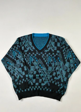 Pul col V vintage à motif jacquard géométriques / jacquard V neck knit sweater, marke: Vintage Dressing, zustand: Sehr gut, größe: M, 20,20 €, 21,91 € beinhaltet Vinted-Käuferschutz Pro