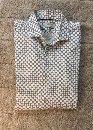 Celopman Patterned White & Navy Vintage Shirt, marque: CELOPMAN, état: Très bon état, taille: L, 8,00 €, 9,10 € Protection acheteurs incluse