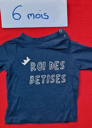 T-shirt manches longues 6 mois, marke: Mots d'enfants, zustand: Gut, größe: 6-9 Monate / 68, 1,00 €, 1,75 € inklusive Vinted-Käuferschutz