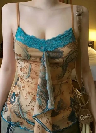 Camisole fleurie vintage à dentelle et mesh - S, marke: wiss, zustand: Sehr gut, größe: S / 36 / 8, 25,00 €, 26,95 € inklusive Vinted-Käuferschutz