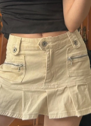 Falda vaquera con cremalleras beige mujer, marque: Lefties, état: Très bon état, taille: S / 36 / 8, 5,99 €, 6,99 € Protection acheteurs incluse