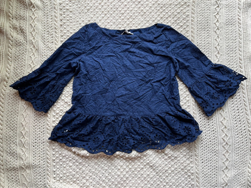 Navy Eyelet Blouse 1