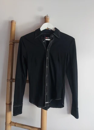 EUR M Diesel Black Slim Fit Elastic Button-Down Shirt, marca: Diesel, estado: Bueno, tamaño: M / 38 / 10, 8,00 €, 9,10 € Protección al comprador incluida