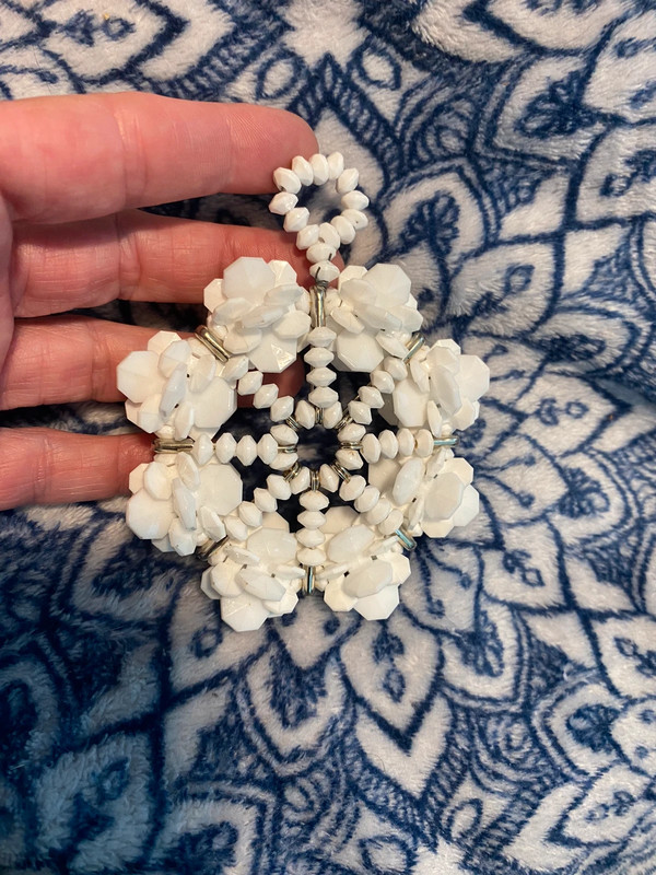 Handcrafted snowflake bead tree ornament 3