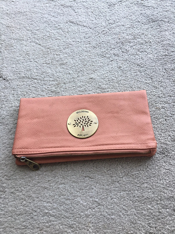 Mulberry Rose coloured Soft Leather Envelope Clutch Bag Vinted