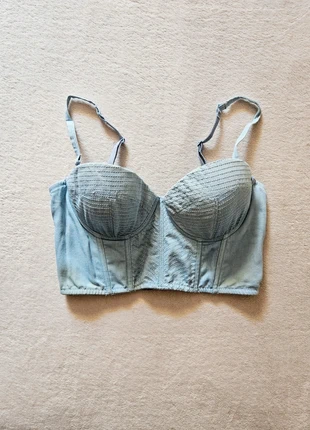 Bustier top court crop top bretelles amovibles light blue jean Undiz 90C, brand: Undiz, condition: Very good, size: 75C, €7.00, €8.05 includes Buyer Protection