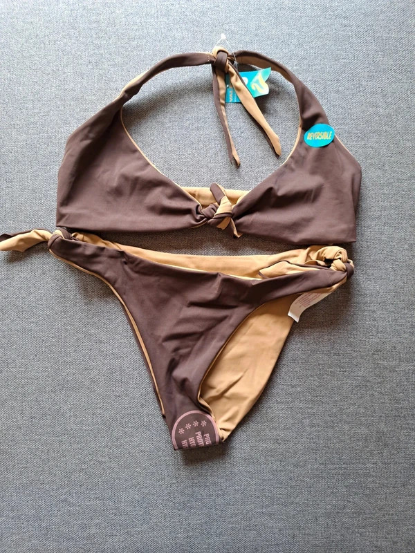 Maillot de bain / bikini réversible marron / beige en M 1