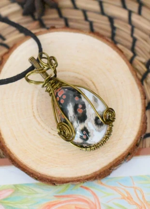Pendentif wire wrapping Jaspe Orbiculaire , brand: Fait Main, condition: New with tags, €28.00, €30.10 includes Buyer Protection Pro