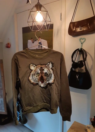 groene trui - tijger, merk: Golden Days, staat: Goed, maat: S / 36 / 8, € 5,50, € 6,48 inclusief Kopersbescherming