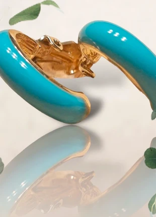 Demi créoles style chic minimaliste vintage turquoise et or , marke: Vintage, zustand: Sehr gut, 20,00 €, 21,70 € inklusive Vinted-Käuferschutz