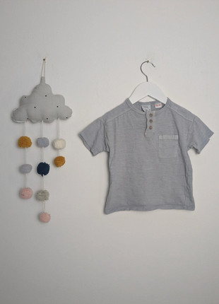 Baby & Kleinkinder T-Shirt | Streifenmuster, Henley Stil | Zara | 80 | Dusty Blue, brand: Zara, condizioni: Buone, taglia: 12-18 mesi / 80 cm, €1.20, €1.96 include la Protezione acquisti