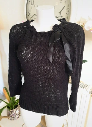 Gebreide wintertrui met strik in de nek, maat small, merk: Local, staat: Heel goed, maat: S / 36 / 8, € 17,00, € 18,55 inclusief Kopersbescherming