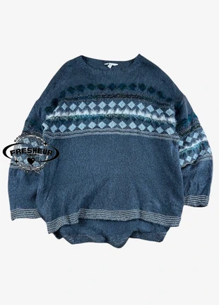 Pull Crewneck Vintage d'Hiver Chaud Manche Mi-Longue Gris & Bleu - L (C125), marke: Vintage Dressing, zustand: Sehr gut, größe: L / 40 / 12, 12,00 €, 13,30 € beinhaltet Vinted-Käuferschutz Pro