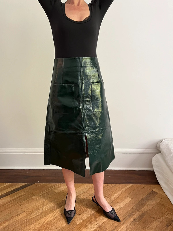 Dark green pleather skirt 1