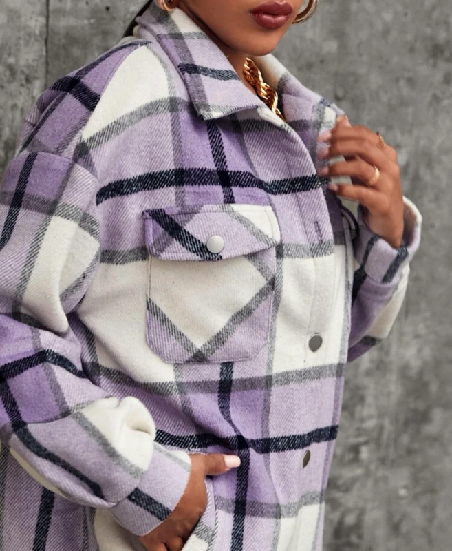 Sobrecamisa de cuadros lila shein Vinted