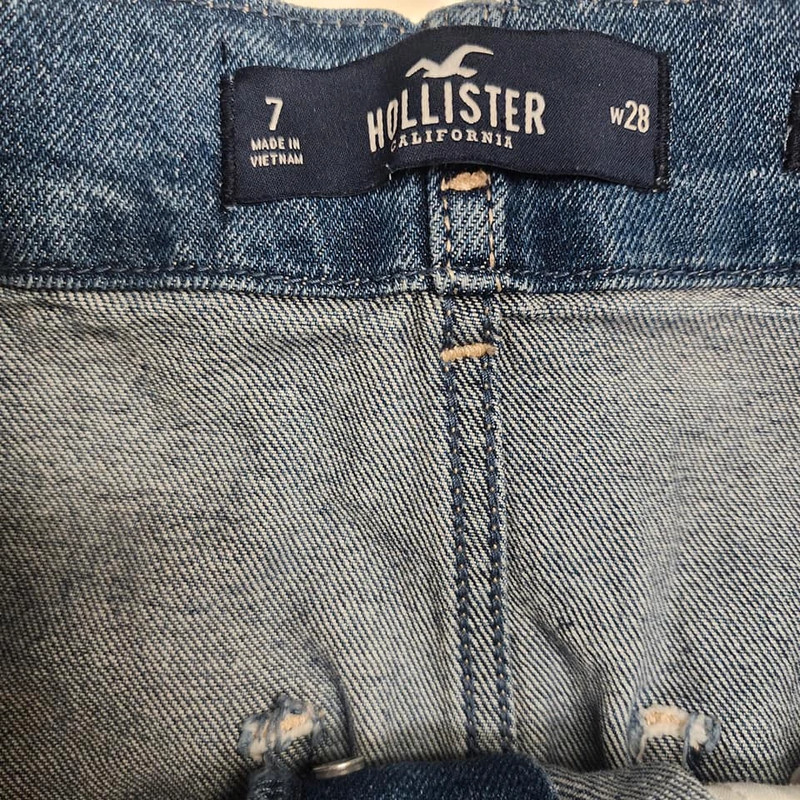 Hollister Paperbag Blue Jean Shorts Size 7 /28 Ultra High Rise Mom Shorts 3